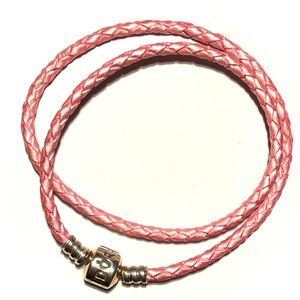 Pandora Pink Braided Double Leather Bracelet (Ret)